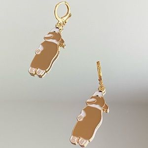 Cute and funky dog enamel gold earrings 🐕🦴